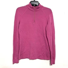 Ibex Zque certified merino wool sweater mid layer 1/4 zip high neck preppy EUC M