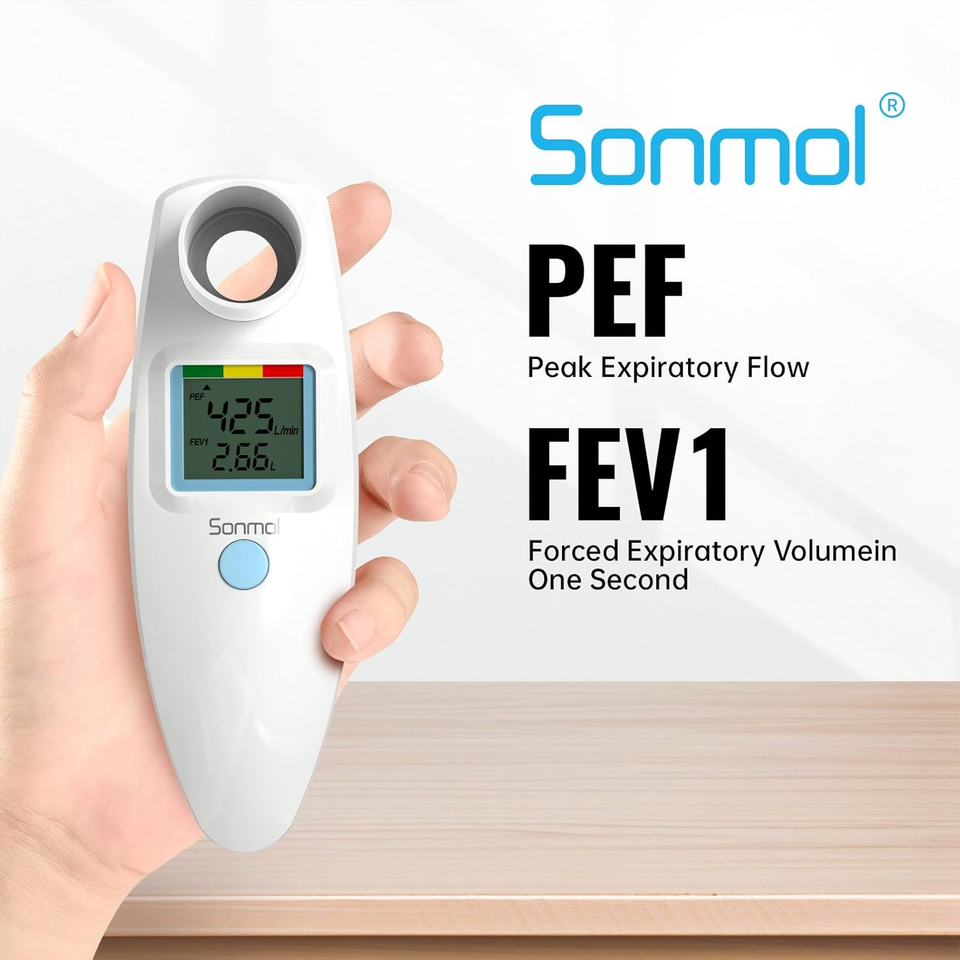 Sonmol Digital Peak Flow Meter Portable PEF Forced Expiratory Volume ...