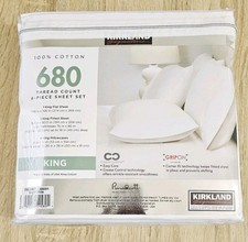 Kirkland Signature 680 Thread Count 6-piece Sheet Set, King Bright White