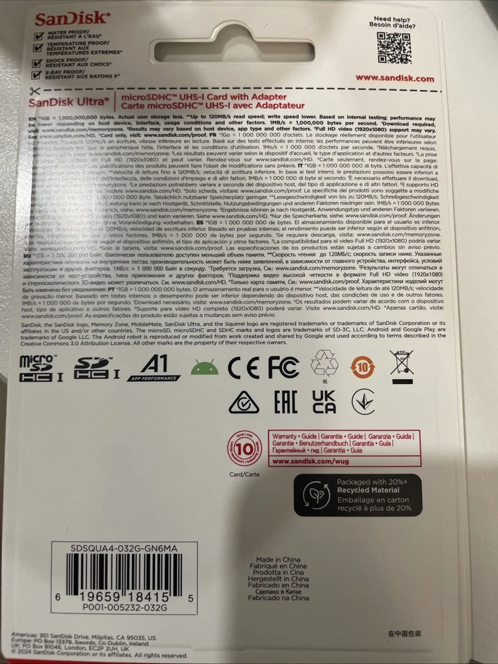 SanDisk 32GB SD Card Ultra SDHC UHS-I Memory Card 120MB/s C10 U1 Best Price - Image 2 of 2