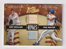 2004 Leather & Lumber RIVALS GAME USED BAT JERSEY SCHILLING MOLITOR 168/250