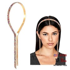 Crystal Headbands for Women Girls Sparkly Chain Tassel rainbow crystal