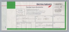 British Airways Boarding Pass Airline Ticket Barbados Staff Duty Travel BA 1988