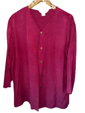 Melrose Studio Soft Purple Silk Blouse Size L Button Loop Front MUST SEE