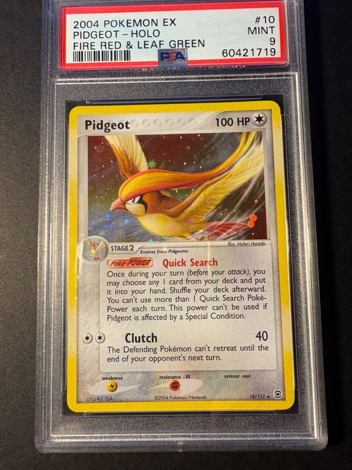 2004 POKEMON EX FIRE RED & LEAF GREEN #10/112 PIDGEOT-HOLO PSA 9!!
