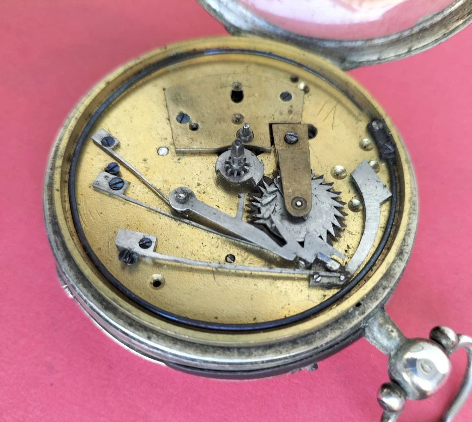 Grosse Montre Coq Sonnerie A La Demande Boîte Argent Vieillard 56 mm Diamètre - Photo 4/4