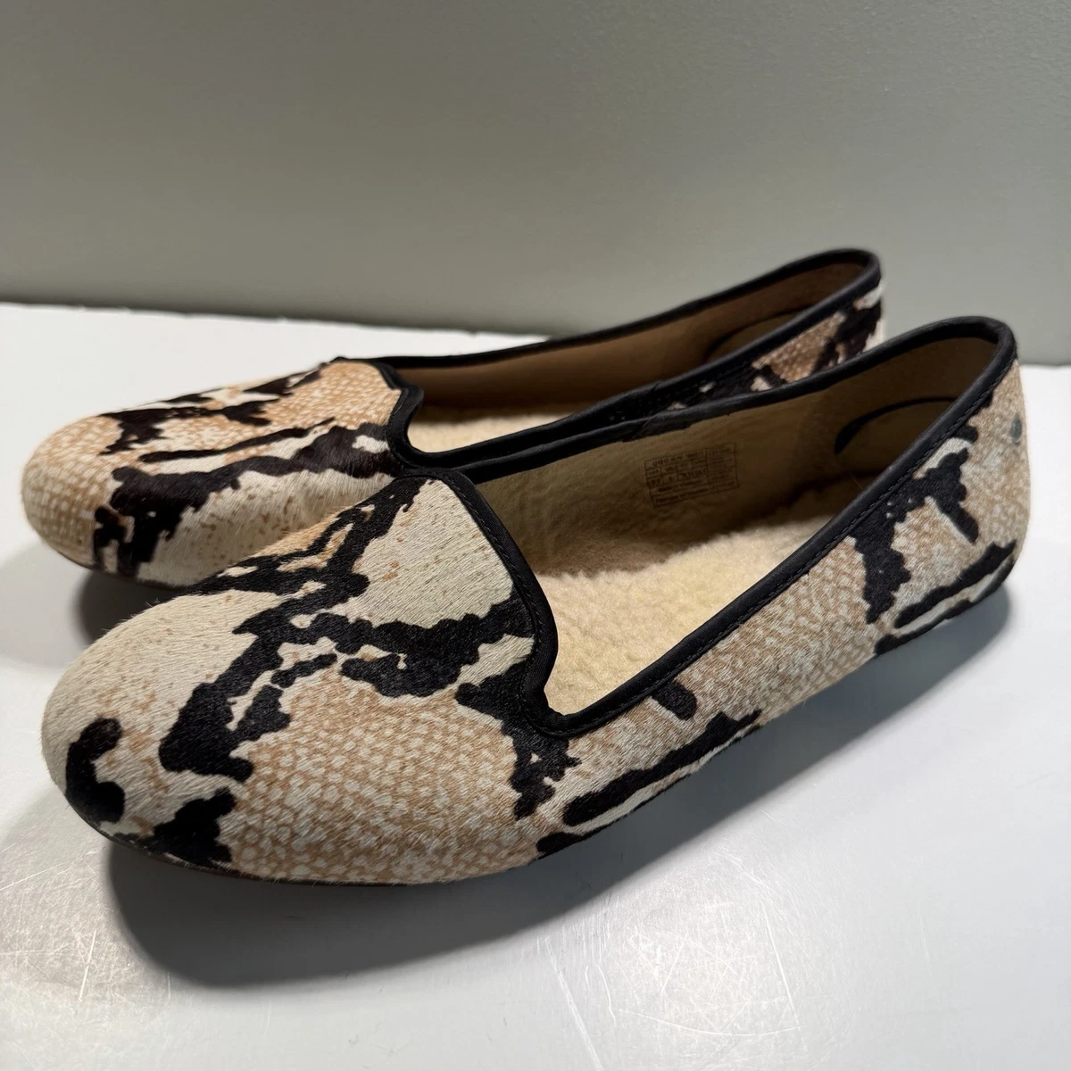 UGG Brown and Black Animal Print Loafers UGG “ I love UGG” fur lined footbed loafers Animal Print  main image 4