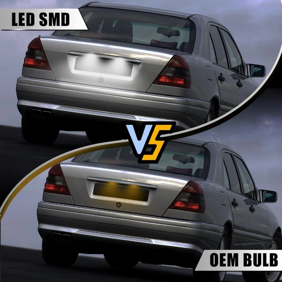 Se adapta a Mercedes-Ben W124 W201 Clase E W202 Clase C Luces LED Matrícula Blanco Foto 2 de 4