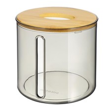 Clear Roll Tissue Box Holder with Wood Lid Tissue Dispenser Box Case Napkin O...