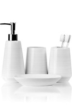 Willow Ivory Bathroom Accessories Set  4 Piece, Ceramic Bath Set