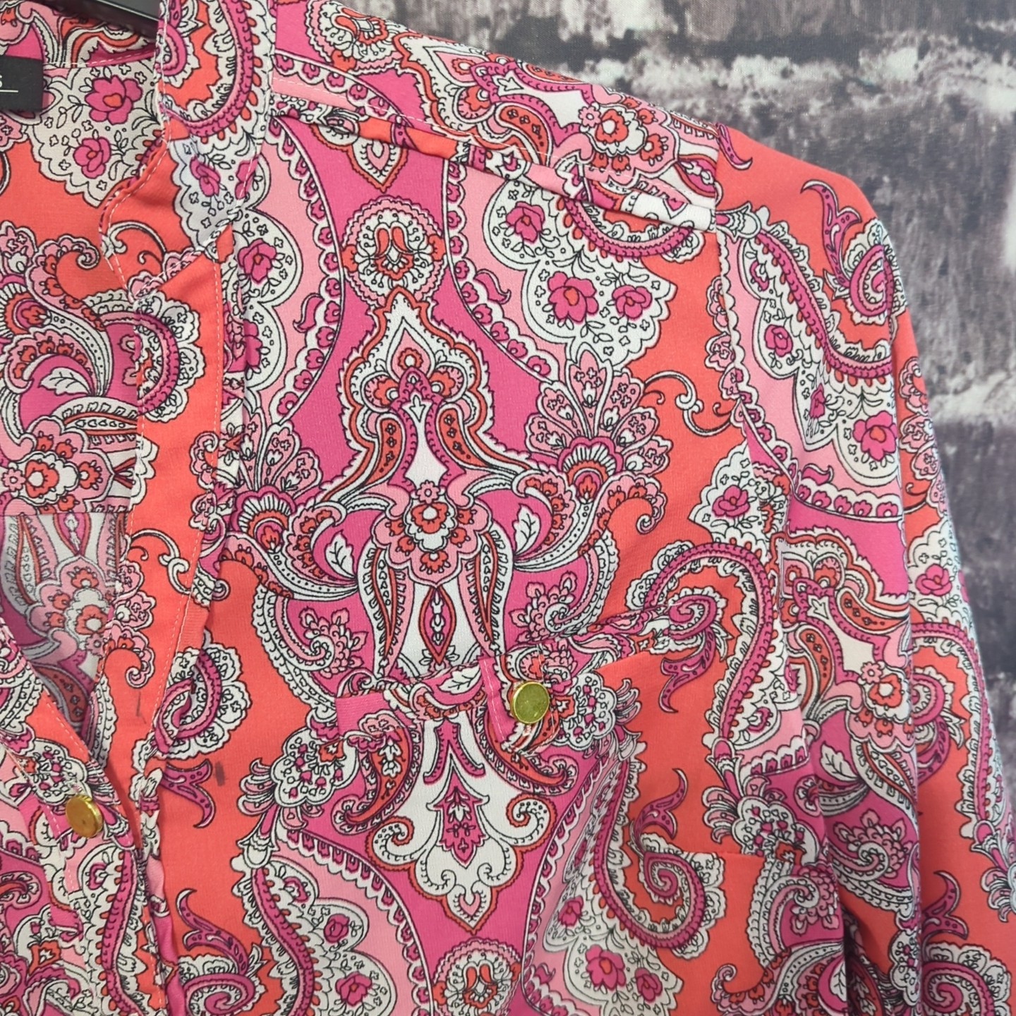 Notations Multicolor Paisley Button Up Shirt Wome… - image 6