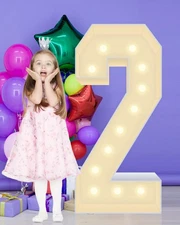 4ft Light up Marquee Numbers 2 Sign, Giant LED Mosaic Numbers for Balloons, N...