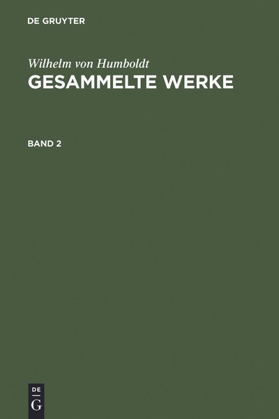 Wilhelm Von Humboldt: Gesammelte Werke. Band 2 Wilhelm Von Humboldt-image