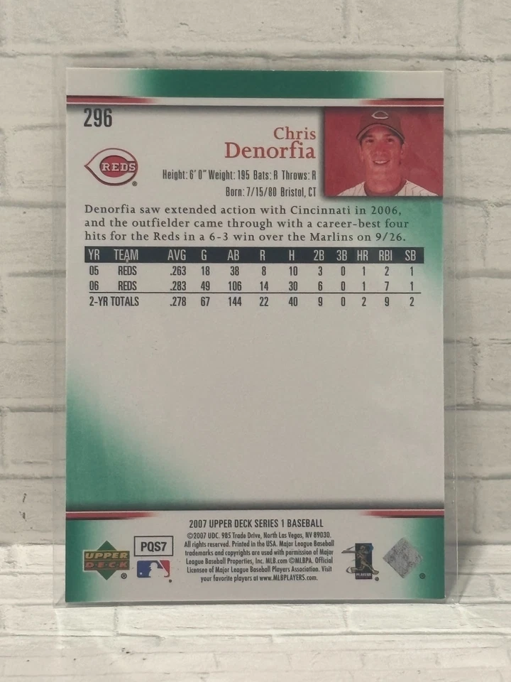 2007 Upper Deck Predictor Green (Rare Parallel)  #296 Chris Denorfia - Image 2 of 2