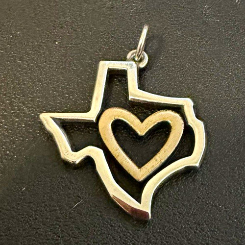 James Avery Signed 925 Sterling Silver Texas Heart Cutout Charm Pendant