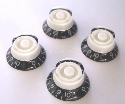 True Custom Shop® White & Black Top Hat Knobs for Gibson Les Paul SG Pure LP 4pk