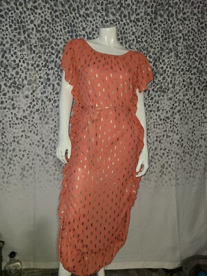 Line and Dot Dramatic Ruffled Maxi Dress Size XS | eBay