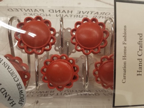 Color Filigree Resin Hooks Set of 12 for Bathroom Shower Curtain Carnation HF - Picture 10 of 12