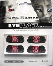 ONE PACK OF FOUR NORTH CAROLINA N.C. STATE WOLFPACK TEMPORARY EYEBLACKS