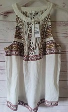 Willow and Clay Halter Neck Boho Flowy EmbroideredTop M Shirt Beaded NWT