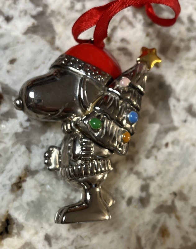 Lenox Peanuts A Snoopy Holiday Christmas Tree Ornament, Silver Plated