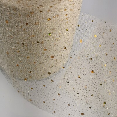  Glitzer glitzernde Pailletten verstärkt weicher Tüll 6'' breit Stoff UK Verkäufer