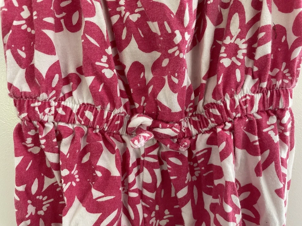 Romper regata baby Gap infantil meninas rosa floral cintura apertada sem mangas branco 5 anos - Imagem 4 de 4