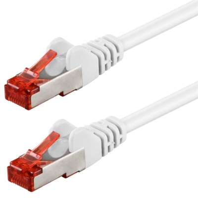 Netzwerkkabel Cat.6 weiß 20m S/FTP PiMF 250MHz DSL LAN Patch-Kabel 1:1