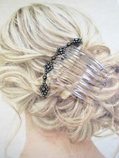 Diamond Pattern Rhinestone Large Hair Comb THICK comb, French Twist Wedding comb