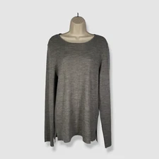 $1550 The Row Women's Gray Cashmere Silk Long Sleeve Sydnia T-Shirt Top Size XL