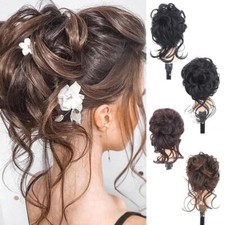 Natural Clip on in Messy Bun Hair Piece Extension Hair Wedding Claw Clip Ne S3L1