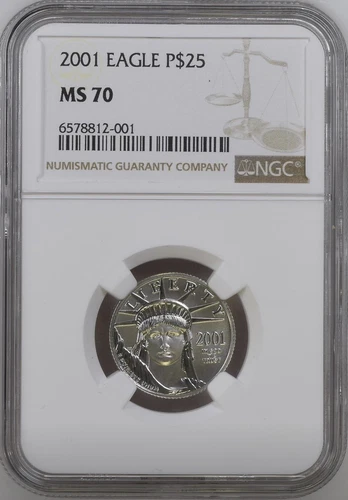 2001 $25 American Platinum Eagle 1/4 Oz NGC MS70