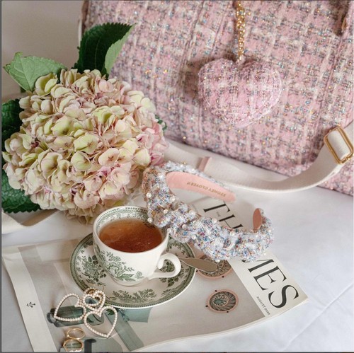 NEW STONEY CLOVER LANE Fantasy LUREX Tweed Boucle Duffle Bag Party Pink PATCH - Picture 23 of 24