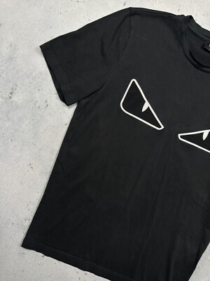 Fendi Mens Black Bag Bugs Monster Eyes T-Shirt S 100% Cotton Made