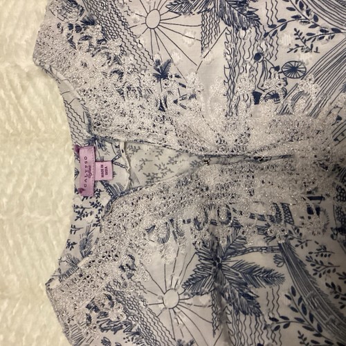 Beautiful Calypso Enfant Embellished Toile Print India V Neck Top Blouse 7/8 - Picture 4 of 8