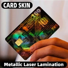 Lot x2 HOLOGRAPHIC US Hundred $100 Dollar Bill Card Skin Cover Sticker #058