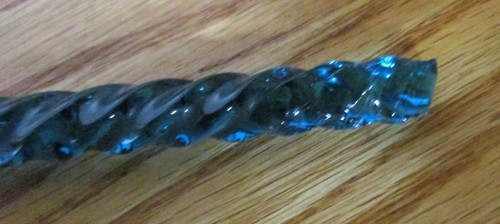 ANTIQUE Victorian Hand Blown Glass Turquoise Blue Green End of Day Walking Cane - Picture 6 of 8