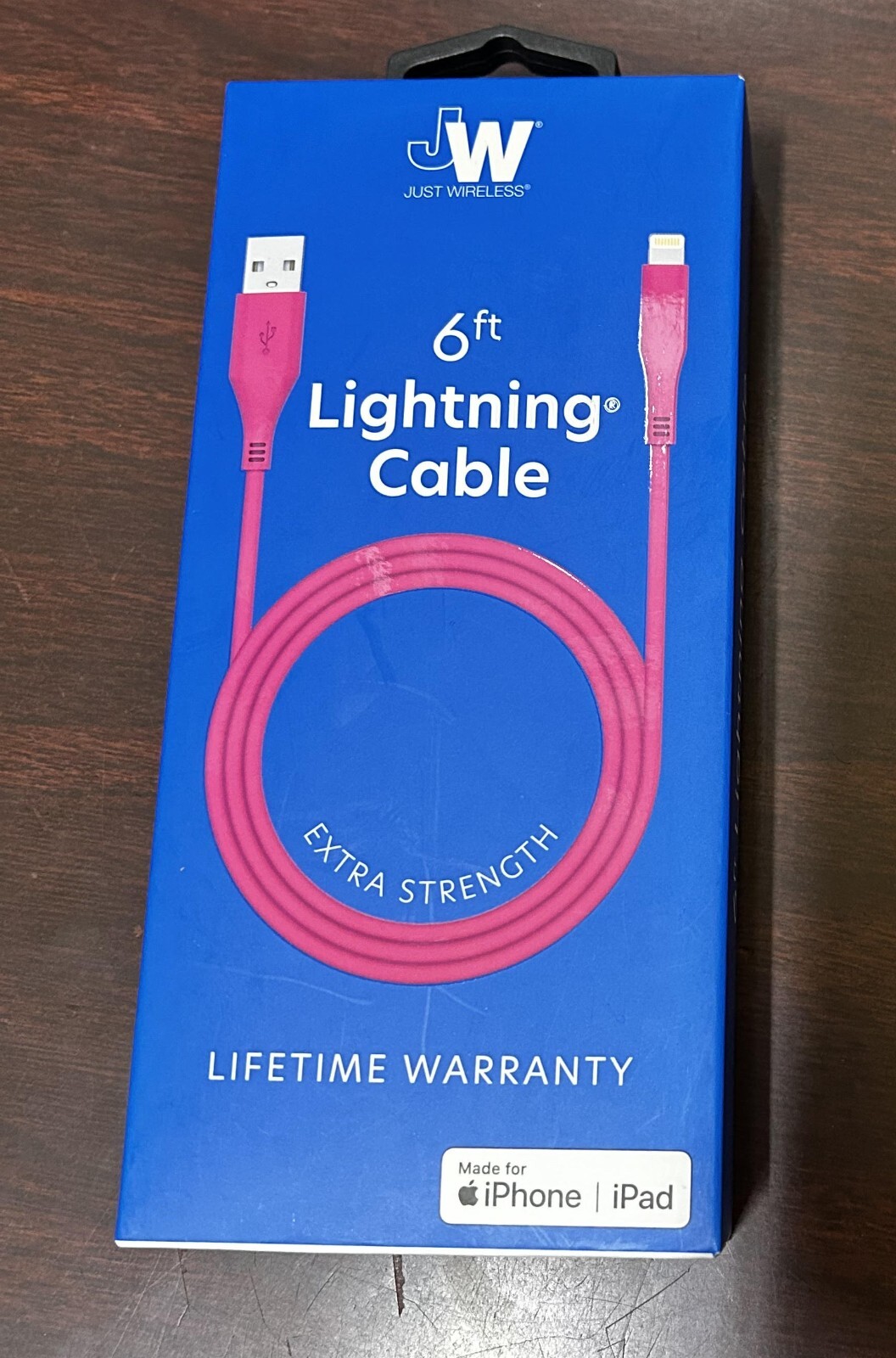 Just Wireless MFi-Certified 6ft Lightning Cable Extra Strength Pink-image