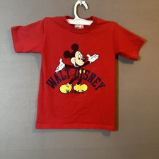 VINTAGE Mickey Walt Disney World Shirt Youth M 10-12 Red Designs Single Stitch