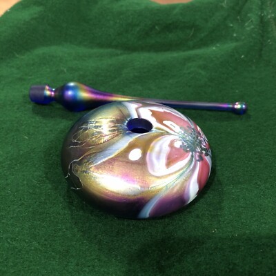 香水ボトル　by Eric Brakken Eric Brakken Seattle Glasshouse Studios Signed Flower Iridescent