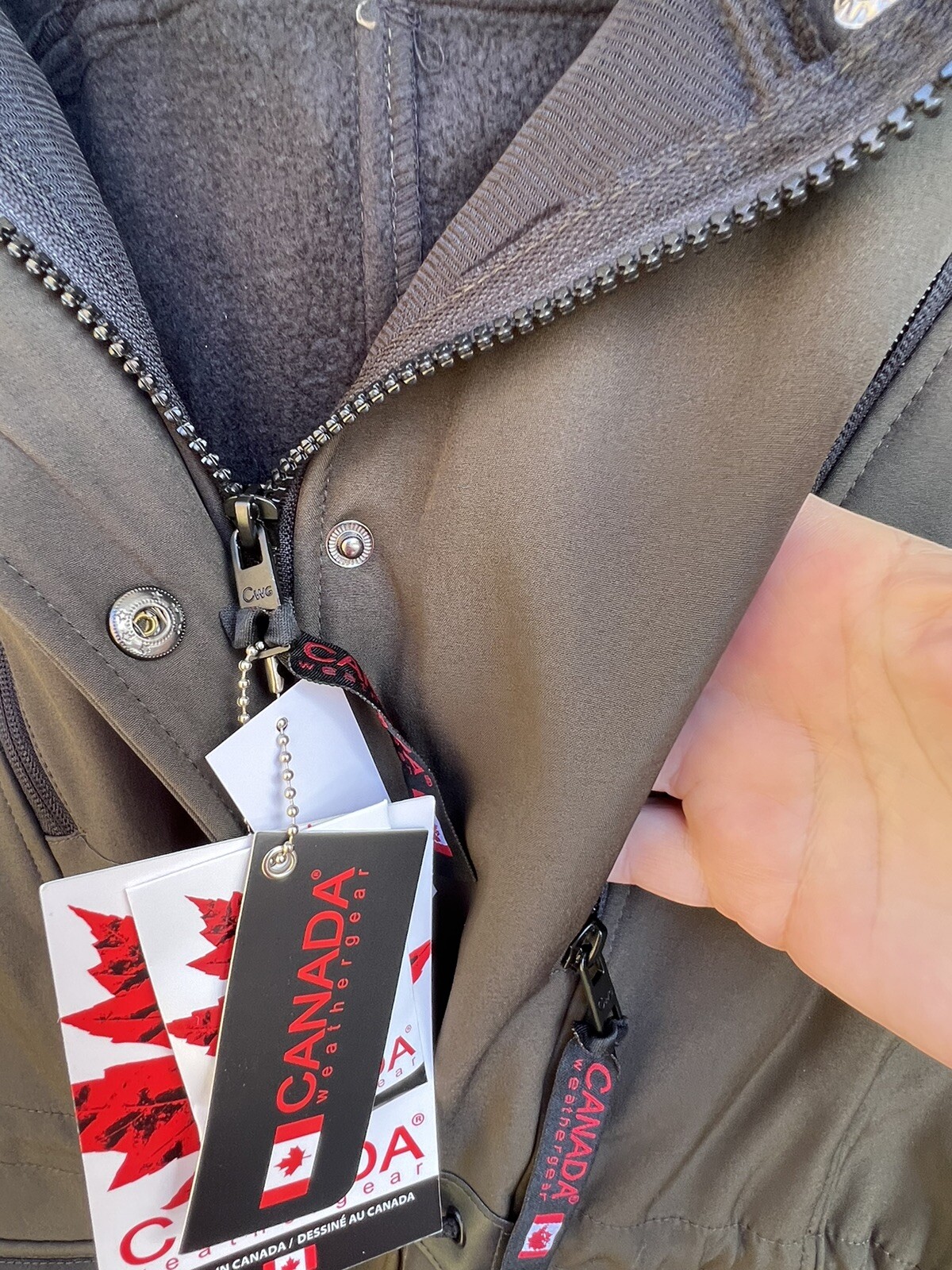 NWT Canada Weather Gear Olive Green Opt Hood Waterproof Cinch Waist