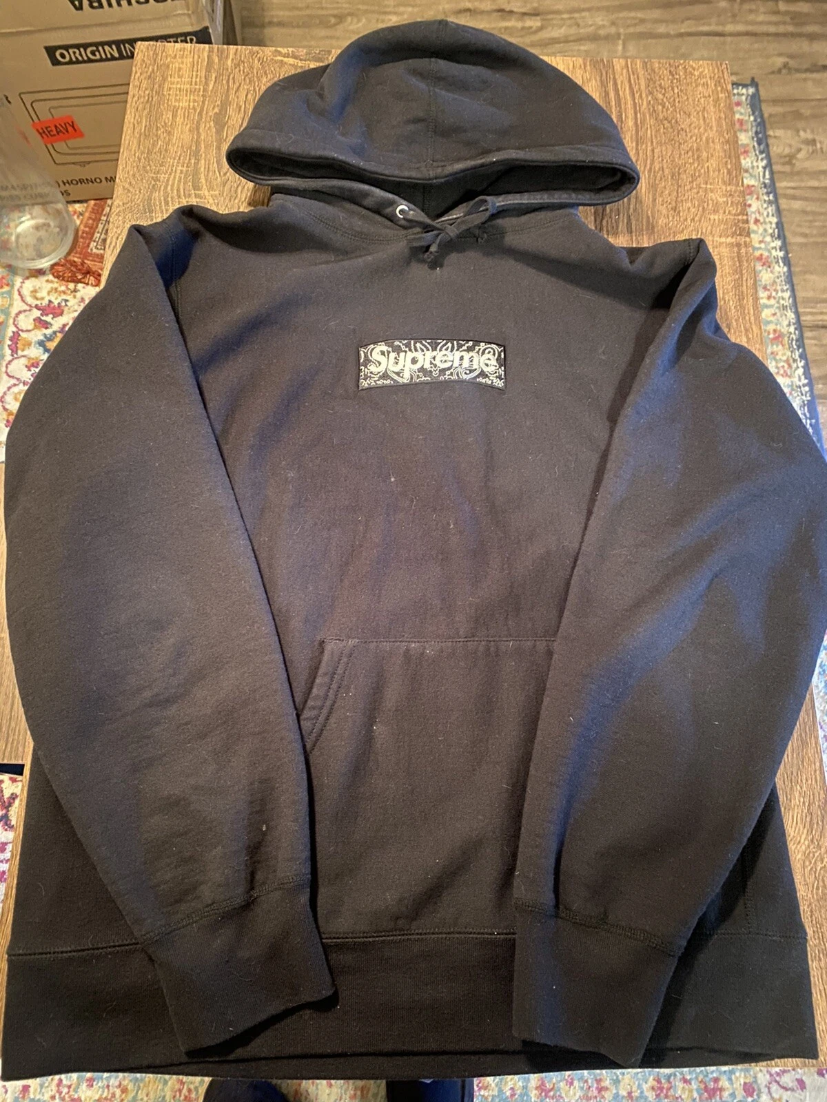 Supreme   Bandana Box Logo FW19 Sweat shirt à capuche noir   Taille L