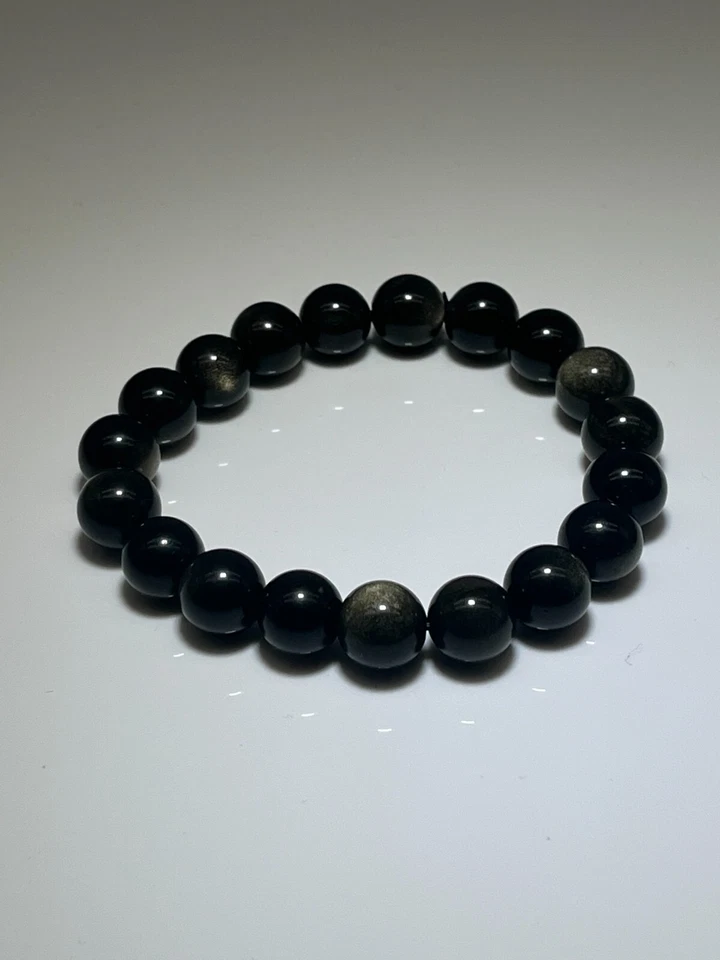 Obsidiana Pulsera de Oro 6-14mm Gema Piedra Curativa Natural Esoterismo Chakra - Imagen 4 de 4