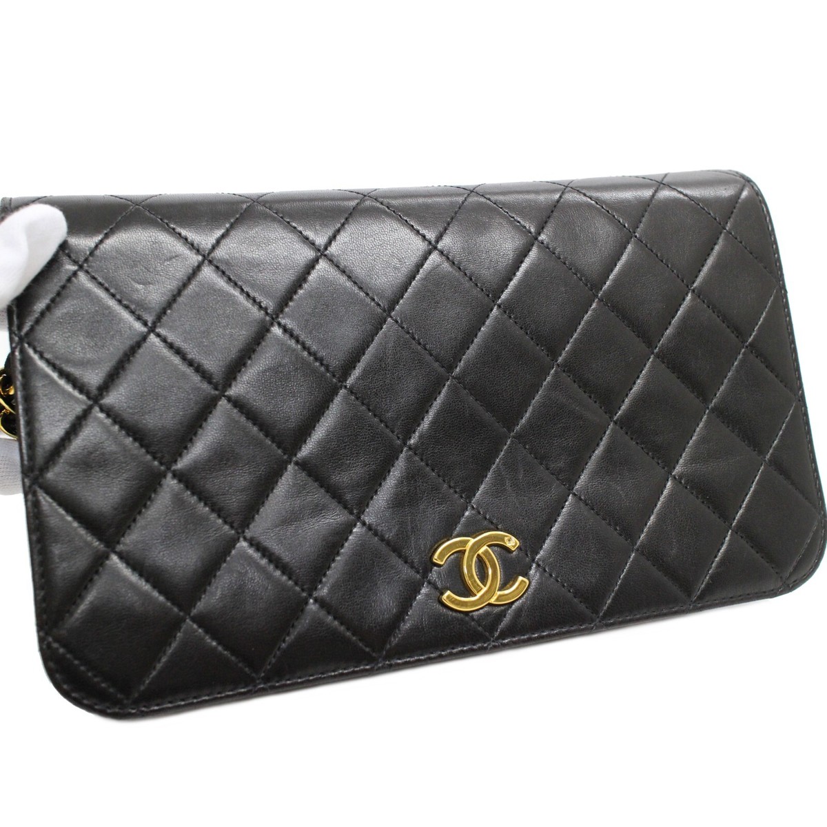 シャネル CHANEL Matelasse Lamb Skin Push Lock Chain Flap Shoulder Bag #2788
