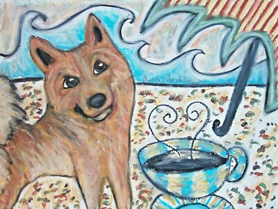 FINNISH SPITZ at the Beach 11x14 dog art PRINT gift new Artist KSams