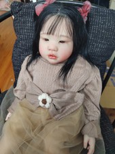 28in Painted Amaya Reborn Baby Doll Weighted Hand-Rooted Hair Toddler Girl Gift