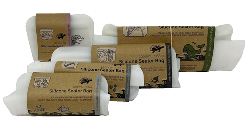 Net Zero Silicone Sealer 5 Pack Reusable Food Storage Bags NEW