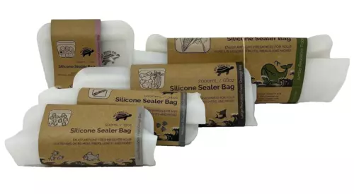Net Zero Silicone Sealer 5 Pack Reusable Food Storage Bags NEW