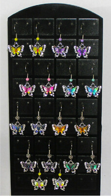 Crystal Butterfly Earrings - Choose Your Color, Purple, Lemon, Pink, Topaz, Blue