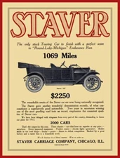 1912 Staver Carriage Co. NEW Metal Sign: Model 55 'Round Lake Michigan. Chicago